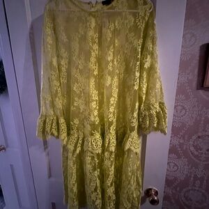 J. Crew Long Sleeve Lace Dress in Yellow